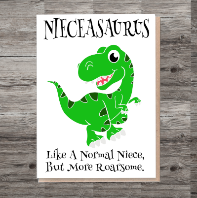 Niece Birthday Card, Dinosaur Birthday Card